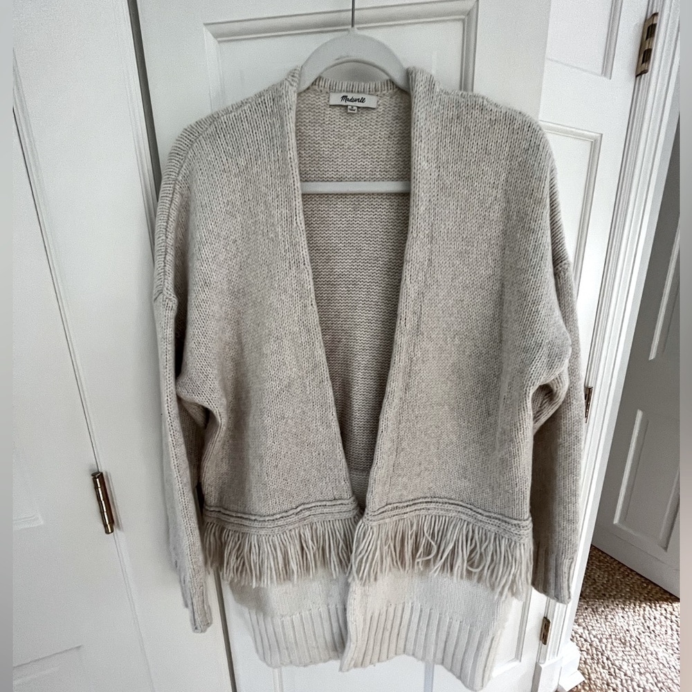 Madewell sweater with fringe detail